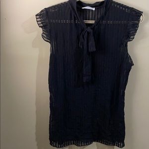 Black blouse with tie in front